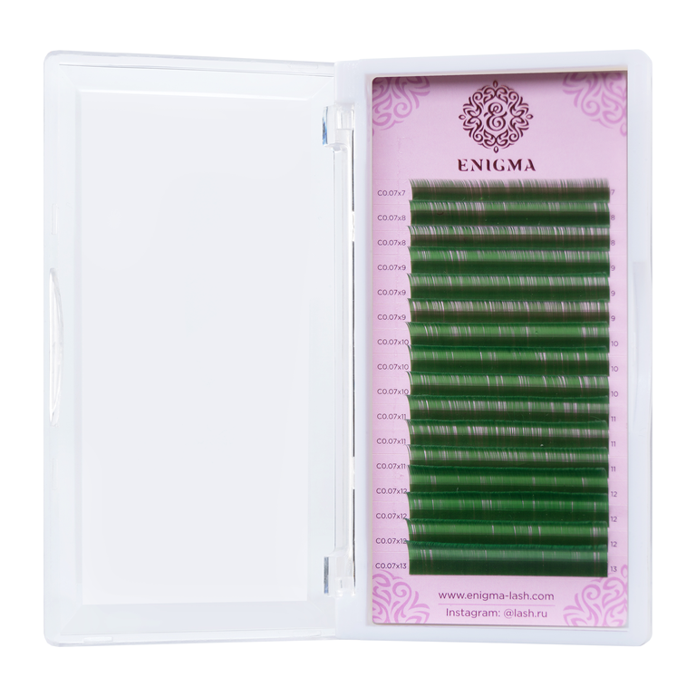 Ресницы Enigma зеленые МИКС 16линий (Green)
